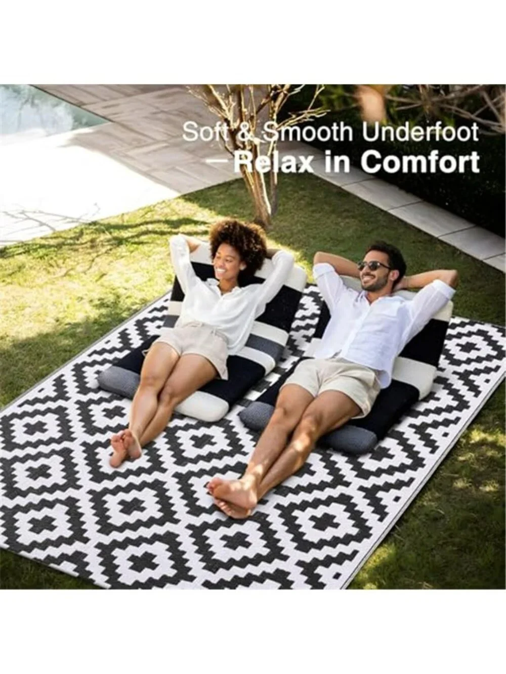 Waterproof Outdoor Rug 5x8 ft, Outdoor Plastic Straw Rug for Camping, RV